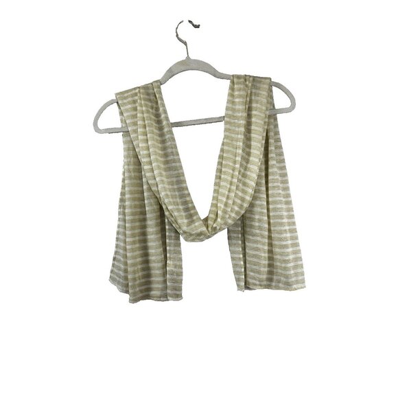 Old Navy Accessories - Y2K Gold Ivory Metallic Stripe Scarf Lightweight Sheer Old Navy Summer